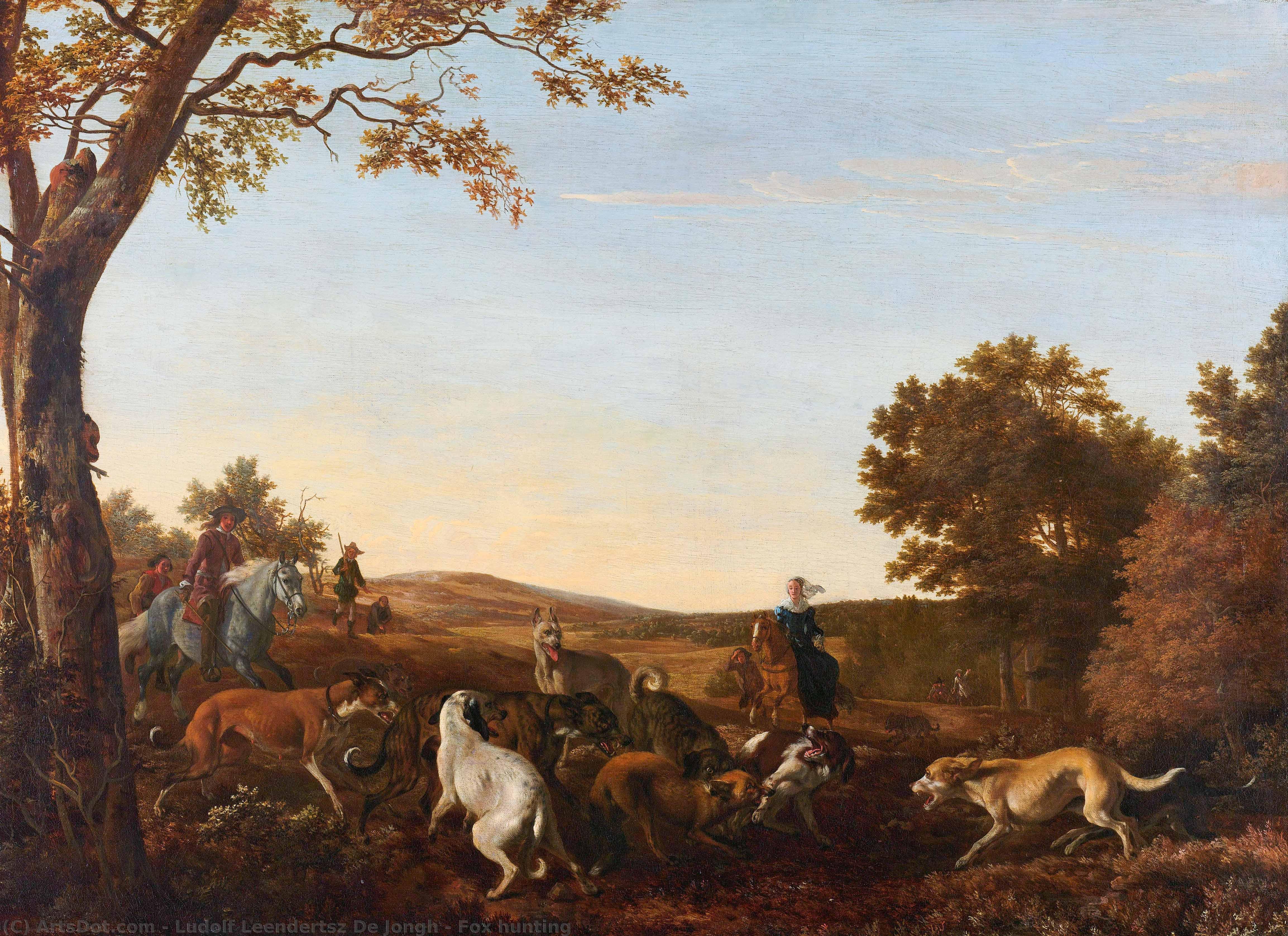 Wikioo.org - The Encyclopedia of Fine Arts - Painting, Artwork by Ludolf Leendertsz De Jongh - Fox hunting