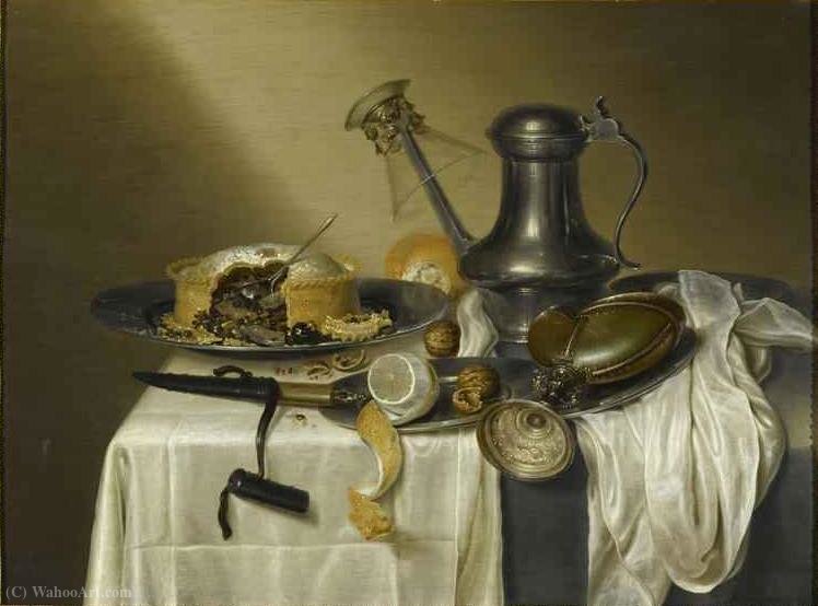 Wikioo.org - The Encyclopedia of Fine Arts - Painting, Artwork by Maerten Boelema De Stomme - Still Life with meat pie
