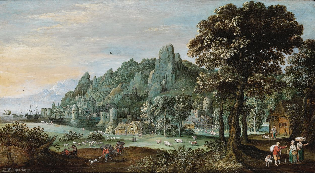 Wikioo.org - The Encyclopedia of Fine Arts - Painting, Artwork by Maerten Ryckaert - Landscape in the Rhine valley