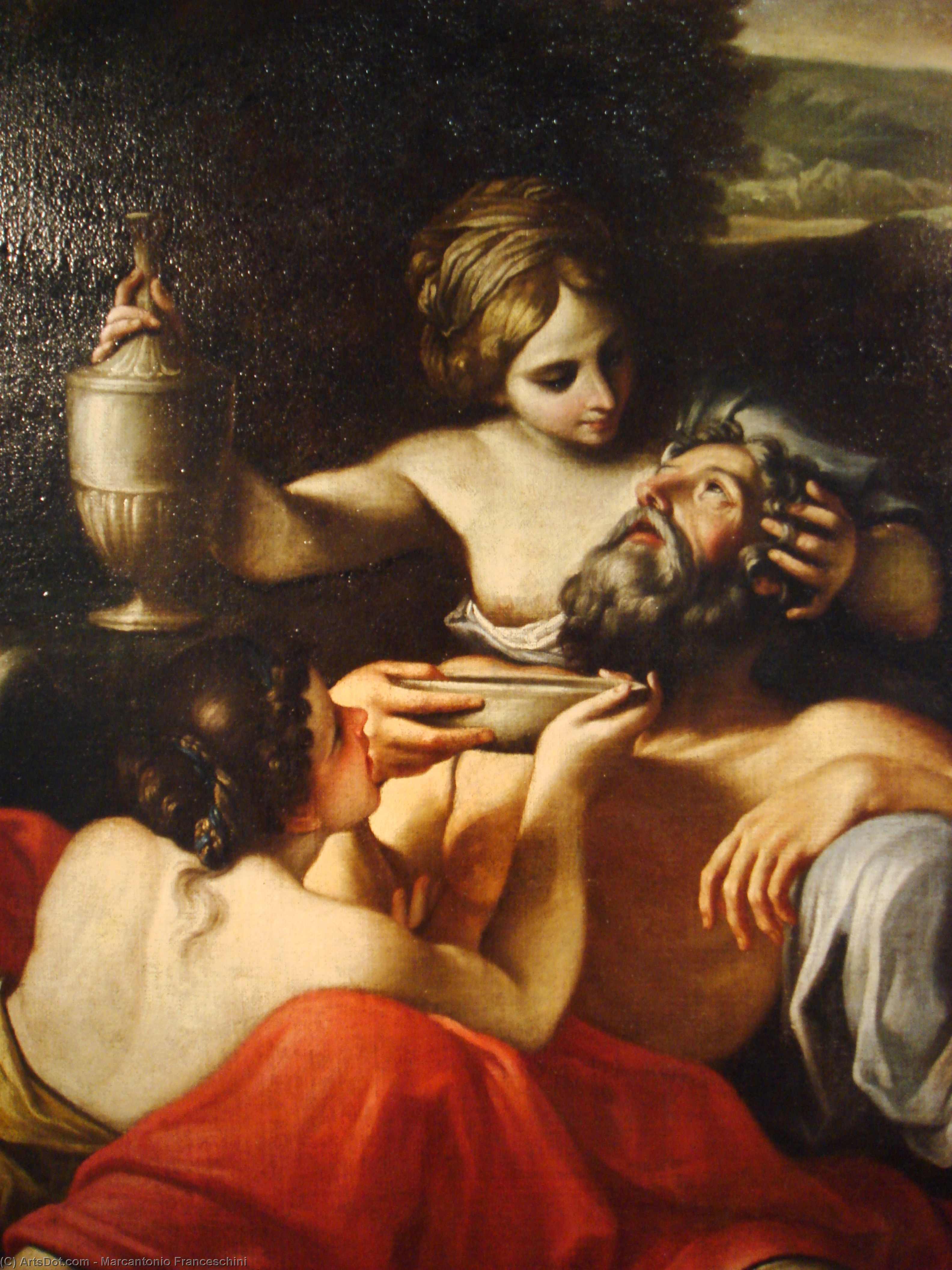 Wikioo.org – L'Encyclopédie des Beaux Arts - Peinture, Oeuvre de Marcantonio Franceschini - Loth et ses filles détail