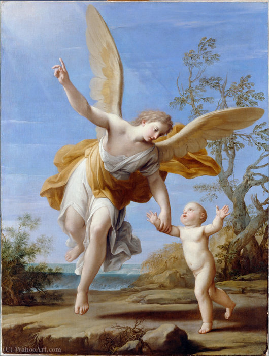 Wikioo.org – La Enciclopedia de las Bellas Artes - Pintura, Obras de arte de Marcantonio Franceschini - El ángel de la guarda