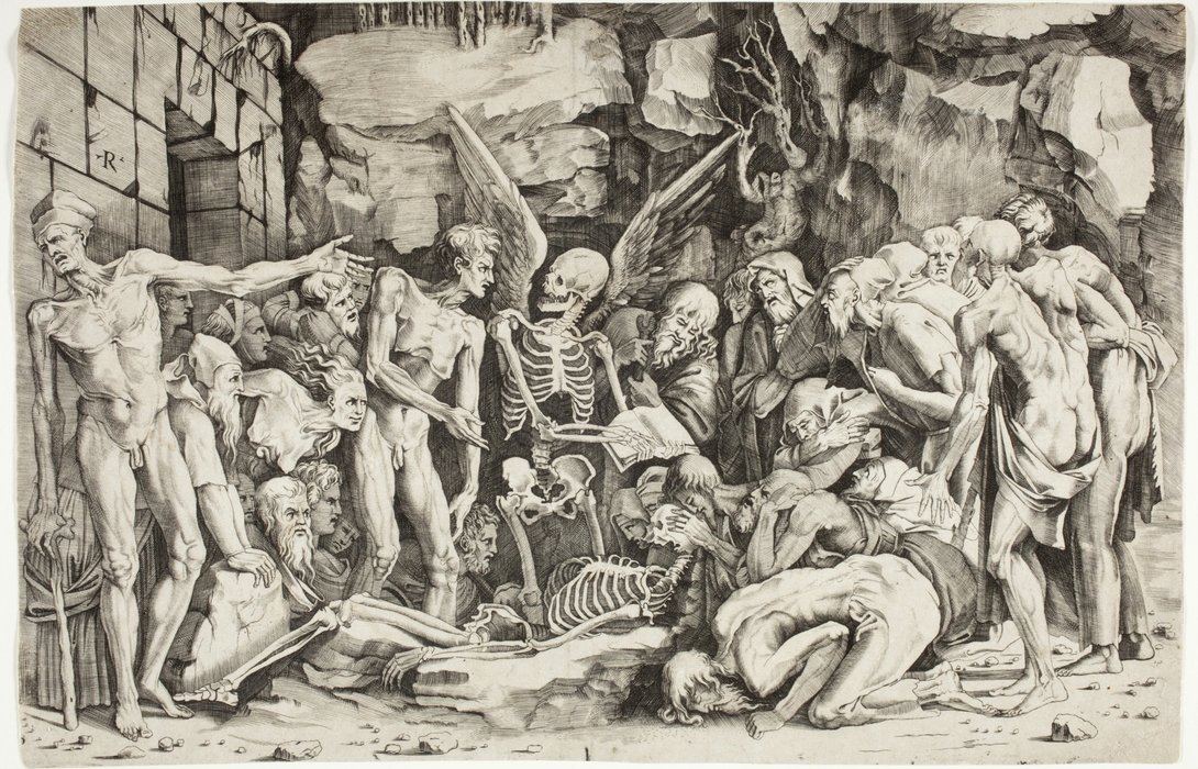 Wikioo.org - The Encyclopedia of Fine Arts - Painting, Artwork by Marco Dente Da Ravenna - The skeletons