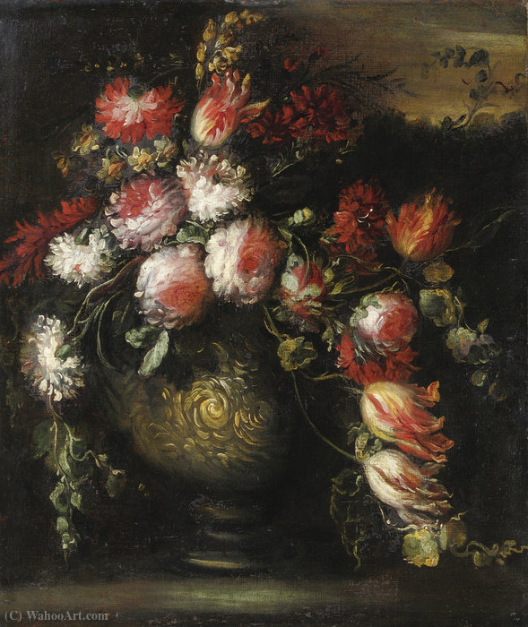 Wikioo.org - The Encyclopedia of Fine Arts - Painting, Artwork by Margherita Caffi - Still life with flowerpot