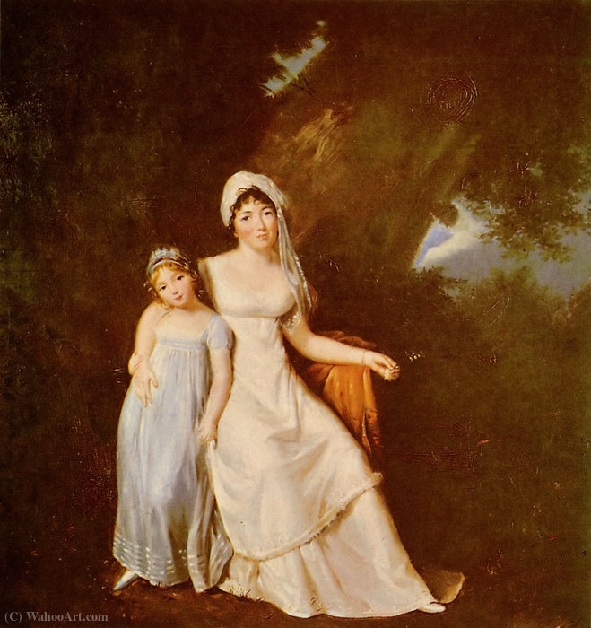 Wikioo.org - The Encyclopedia of Fine Arts - Painting, Artwork by Marguerite Gérard - Madame de Stael and her daughter