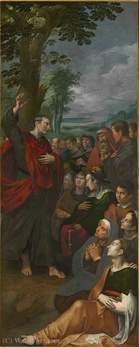 Wikioo.org - The Encyclopedia of Fine Arts - Painting, Artwork by Marten Pepijn - Altarpiece of the Guild of Saint Luke Saint Luke preaches to the people