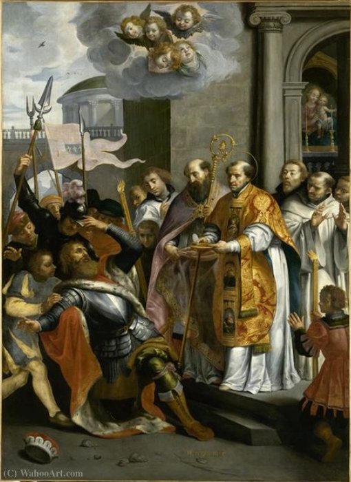 Wikioo.org - The Encyclopedia of Fine Arts - Painting, Artwork by Marten Pepijn - Saint Bernard and the Duke of Aquitaine
