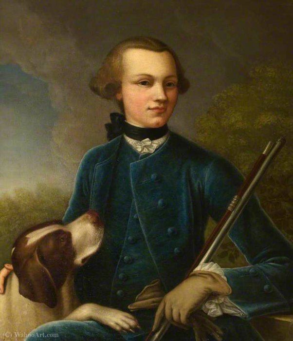 Wikioo.org - The Encyclopedia of Fine Arts - Painting, Artwork by Martin Van Meytens - Portrait of a Young Man with a Dog