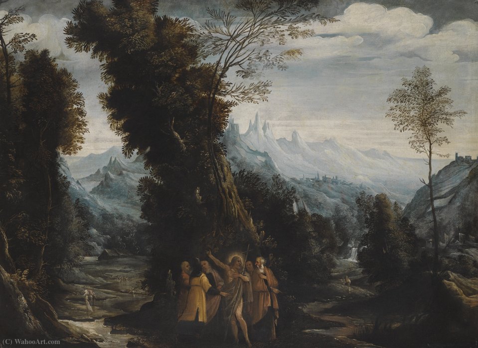 Wikioo.org - The Encyclopedia of Fine Arts - Painting, Artwork by Mastelletta - Landscape with John the Baptist Preaching in the Wilderness
