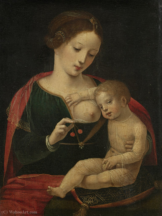 Wikioo.org - The Encyclopedia of Fine Arts - Painting, Artwork by Master Of Female Half Lengths - Maria met kind