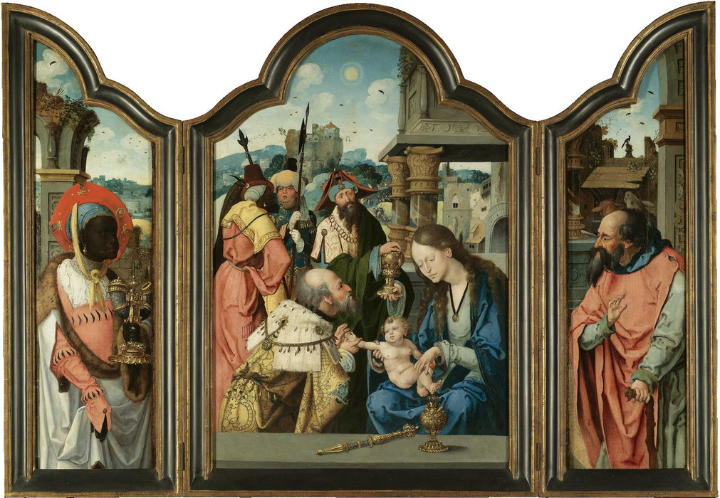 Wikioo.org - The Encyclopedia of Fine Arts - Painting, Artwork by Master Of The Lille Adoration - Magi, one of the magi,saint joseph