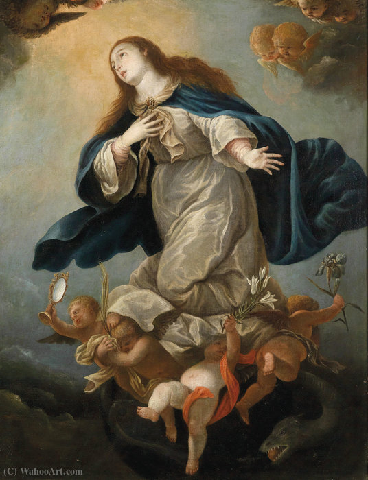 Wikioo.org - The Encyclopedia of Fine Arts - Painting, Artwork by Mateo The Younger Cerezo - Immaculate Virgin, formerly in the Chapel of Palacio de Peñaranda