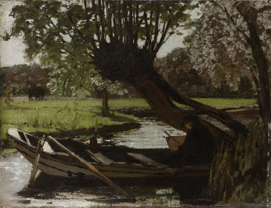 WikiOO.org - Güzel Sanatlar Ansiklopedisi - Resim, Resimler Matthijs Maris - Boat with willow
