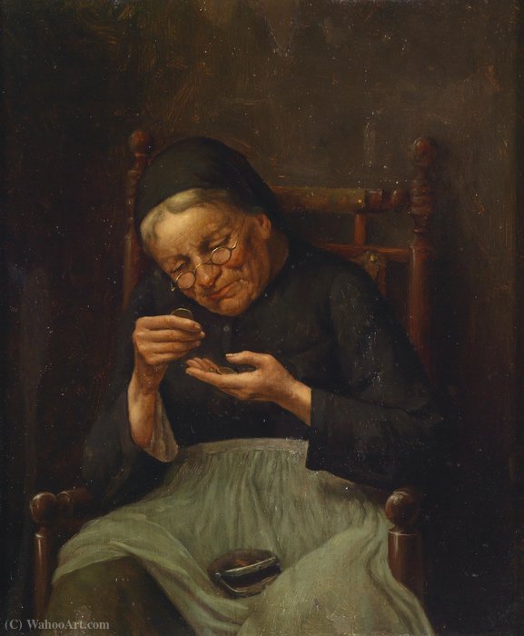 WikiOO.org - Encyclopedia of Fine Arts - Lukisan, Artwork Meyer Georg Von Bremen (Johann Georg Meyer) - Radius geldzählendes mother