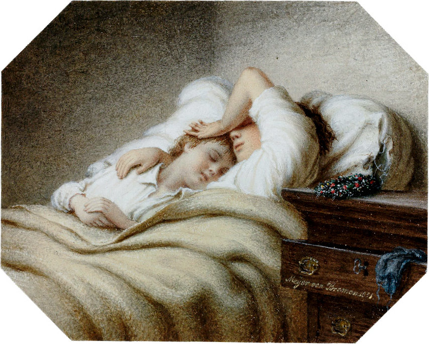 WikiOO.org - Encyclopedia of Fine Arts - Lukisan, Artwork Meyer Georg Von Bremen (Johann Georg Meyer) - Sleeping brother and sister