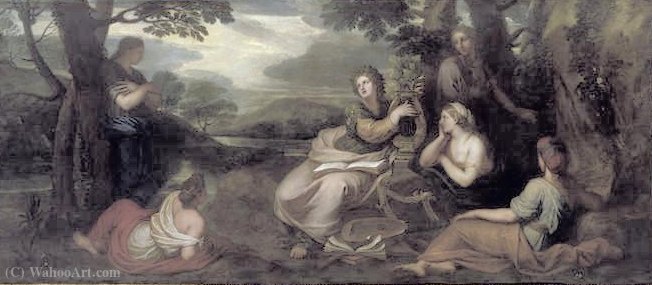 Wikioo.org - The Encyclopedia of Fine Arts - Painting, Artwork by Michel Corneille (Corneille L'ancien) - Sapho singing and playing the lyre