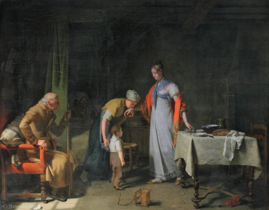 Wikioo.org - The Encyclopedia of Fine Arts - Painting, Artwork by Michel Martin Drolling - Young woman rescuing an unhappy family
