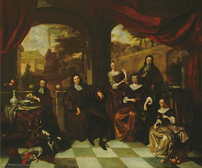 WikiOO.org - Encyclopedia of Fine Arts - Maleri, Artwork Michiel Van Musscher - The Hope Family of Rotterdam