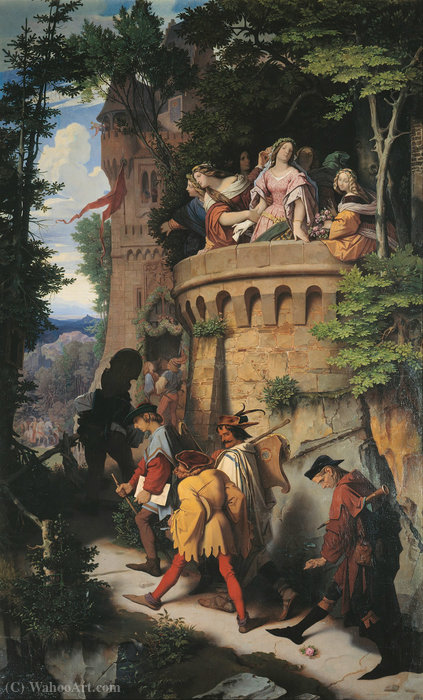 Wikioo.org - The Encyclopedia of Fine Arts - Painting, Artwork by Moritz Von Schwind - The Rose, or the Artist's Journey