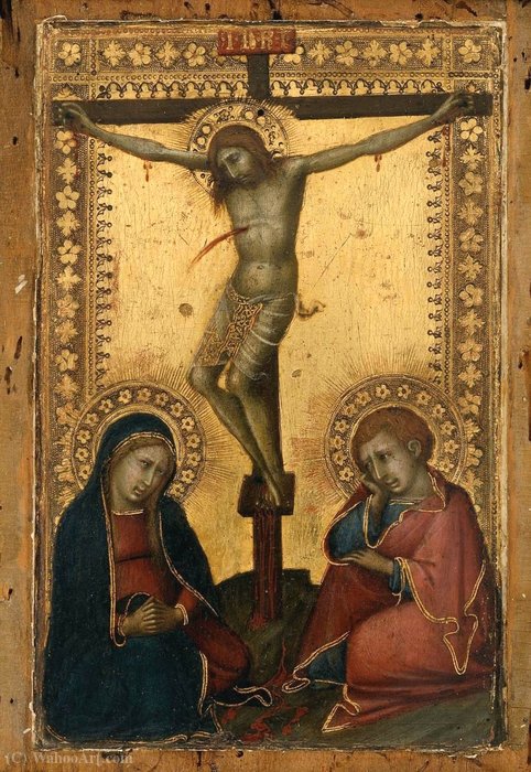 Wikioo.org - The Encyclopedia of Fine Arts - Painting, Artwork by Naddo Ceccarelli - Crucified Christ with the Virgin and Saint John the Evangelist
