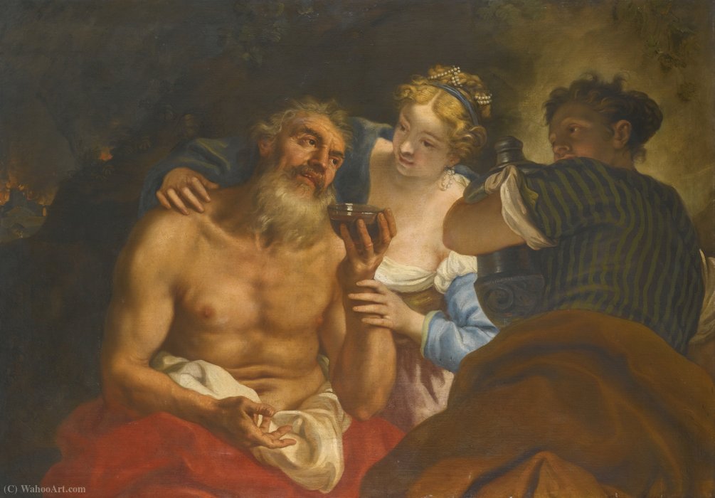 WikiOO.org - Encyclopedia of Fine Arts - Maľba, Artwork Niccolò Cassana - Lot and his daughters