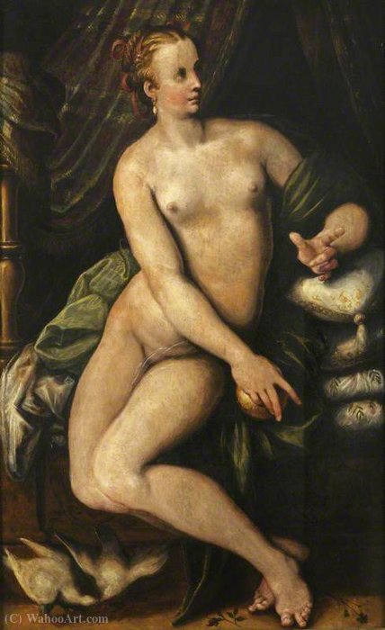 WikiOO.org - Encyclopedia of Fine Arts - Schilderen, Artwork Niccolò Dell' Abbate - Venus seated