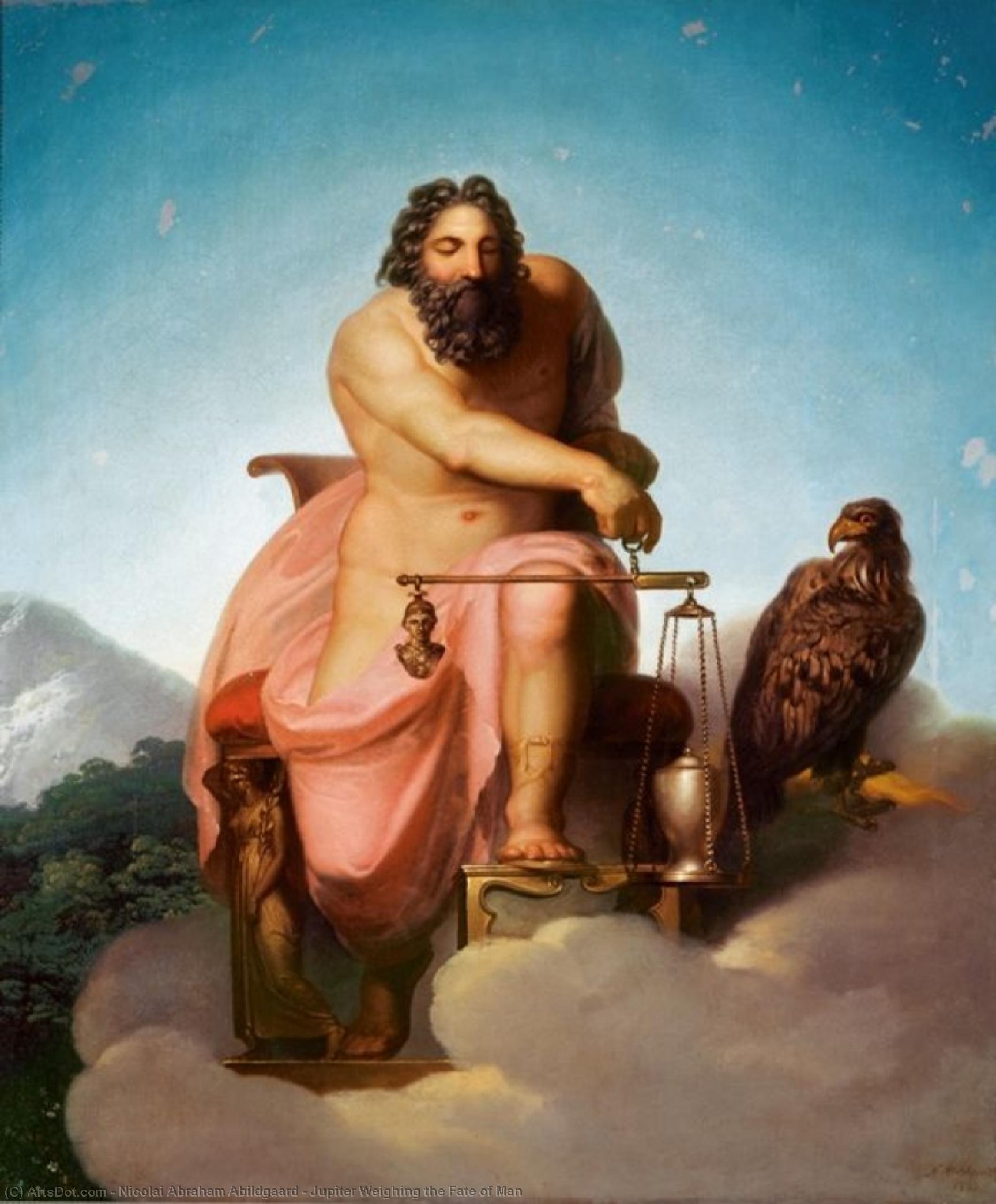 Wikioo.org – L'Encyclopédie des Beaux Arts - Peinture, Oeuvre de Nicolai Abraham Abildgaard - Jupiter Pesée le destin de lhomme