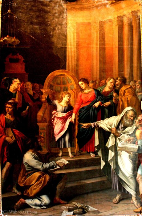 WikiOO.org - 百科事典 - 絵画、アートワーク Nicolas Mignard Dit Mignard D'avignon - 神殿でイエス。