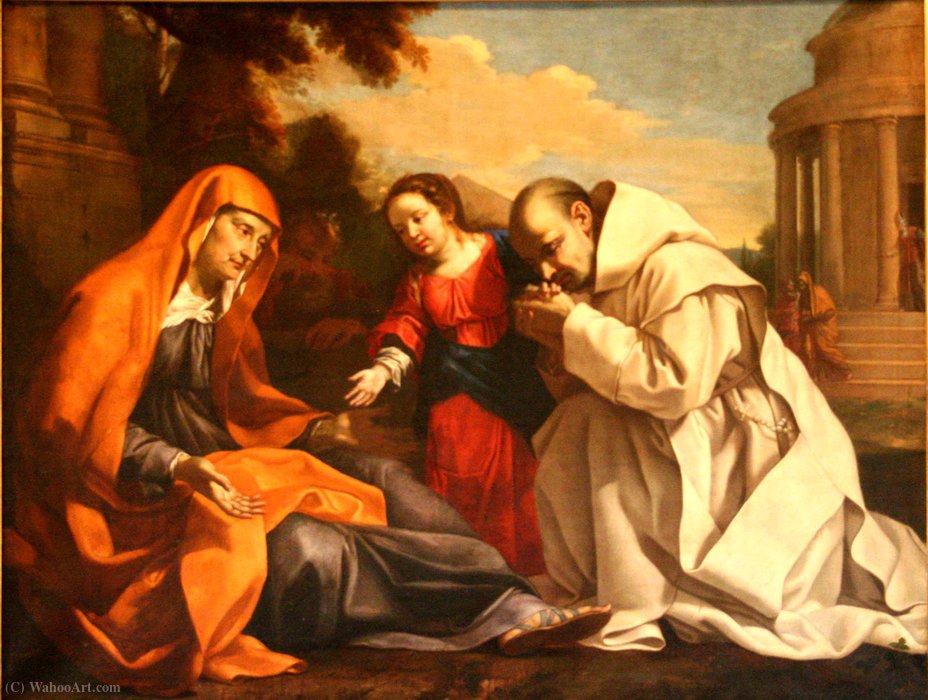 Wikioo.org - The Encyclopedia of Fine Arts - Painting, Artwork by Nicolas Mignard - Saint Anne, the Virgin and a Carthusian.