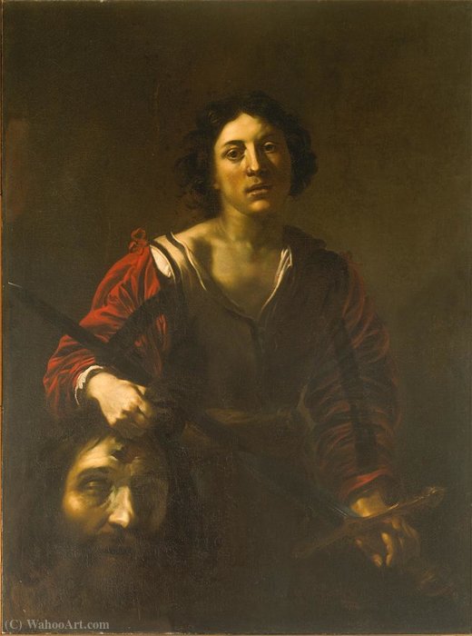 Wikioo.org – La Enciclopedia de las Bellas Artes - Pintura, Obras de arte de Nicolas Régnier - David con la cabeza de Goliat