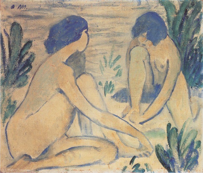 WikiOO.org - Εγκυκλοπαίδεια Καλών Τεχνών - Ζωγραφική, έργα τέχνης Otto Mueller - Blue bathers