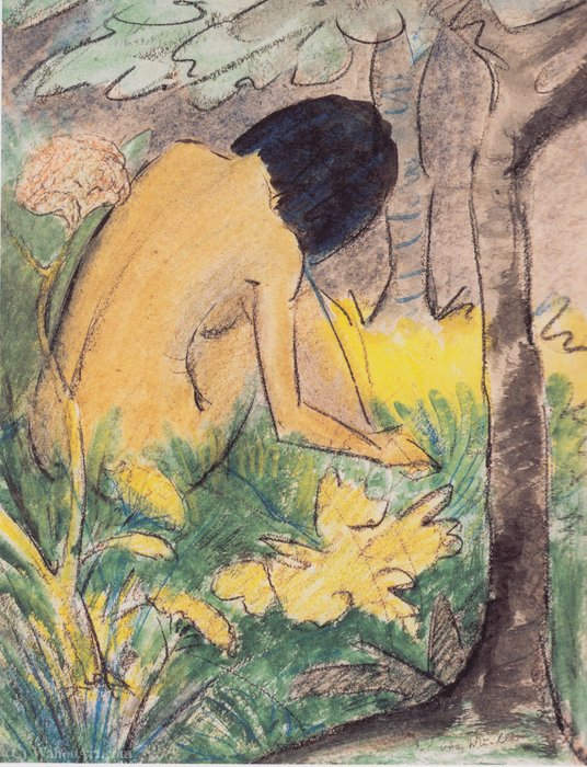 WikiOO.org - Encyclopedia of Fine Arts - Schilderen, Artwork Otto Mueller - Cowering in the Forest Act