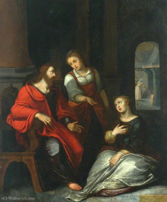 Wikioo.org - The Encyclopedia of Fine Arts - Painting, Artwork by Otto Van Veen - Christ in the House of Mary and Martha
