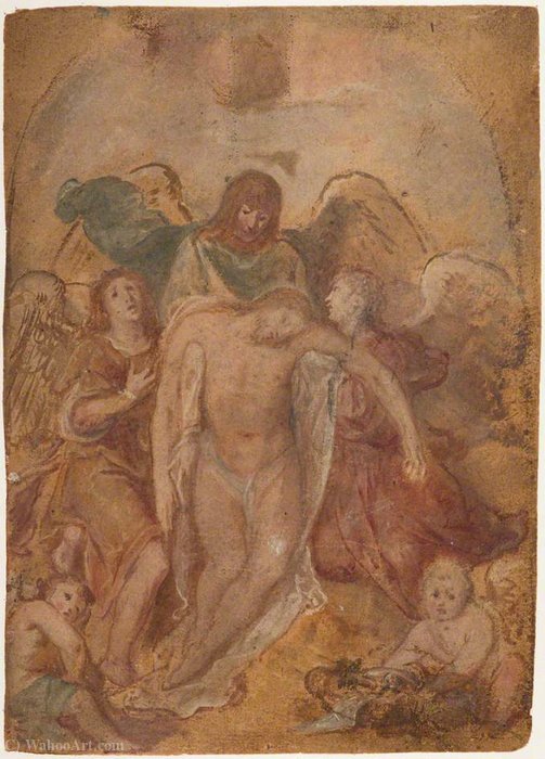 Wikioo.org - The Encyclopedia of Fine Arts - Painting, Artwork by Otto Van Veen - The Dead Christ Supported by Angels