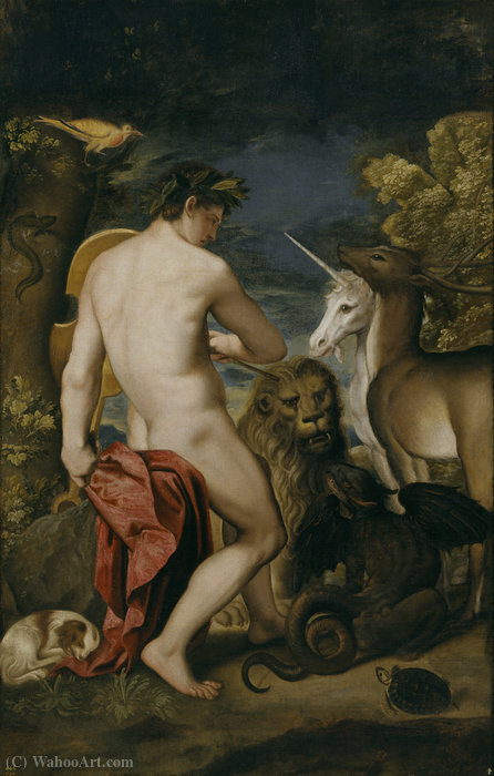 WikiOO.org - Enciclopédia das Belas Artes - Pintura, Arte por Padovanino - Orpheus Enchanting the Animals