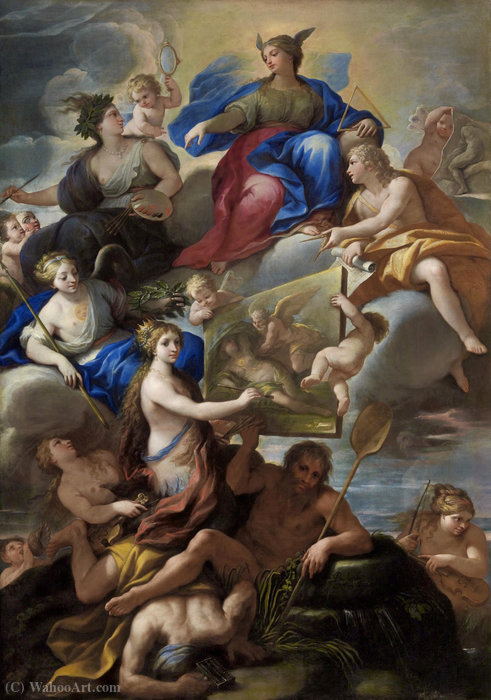 Wikioo.org – L'Encyclopédie des Beaux Arts - Peinture, Oeuvre de Paolo De Matteis - Allégorie de la connaissance et des Arts à Naples