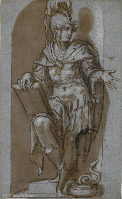 Wikioo.org – L'Enciclopedia delle Belle Arti - Pittura, Opere di Paolo Farinati - Un soldato in piedi in una nicchia, forse Attalo I di Pergamo