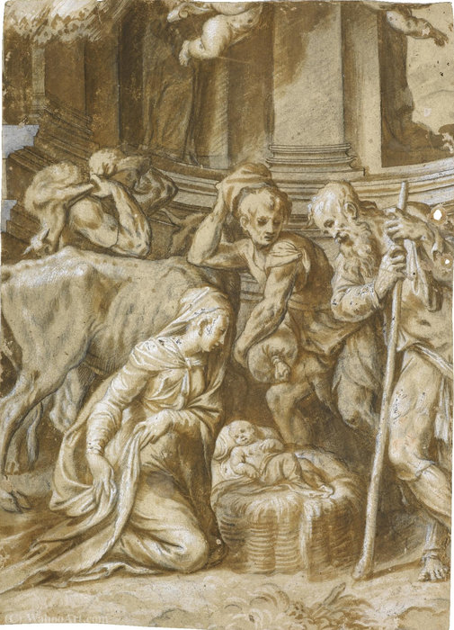 WikiOO.org - Encyclopedia of Fine Arts - Målning, konstverk Paolo Farinati - The adoration of the shepherds