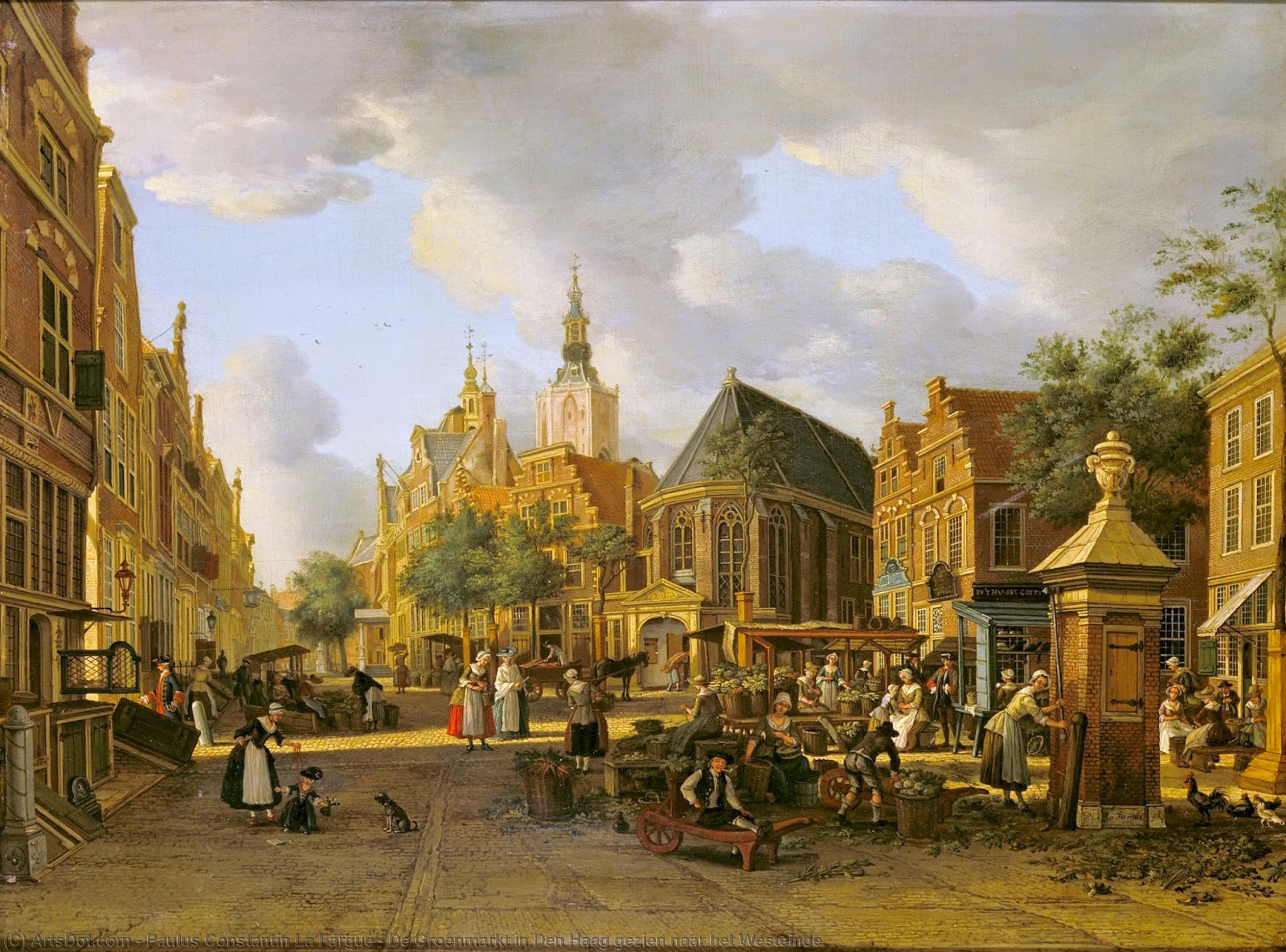 Wikioo.org - The Encyclopedia of Fine Arts - Painting, Artwork by Paulus Constantin La Fargue - De Groenmarkt in Den Haag gezien naar het Westeinde