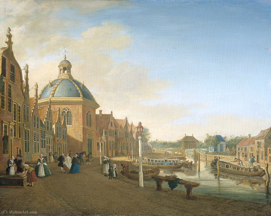 Wikioo.org - The Encyclopedia of Fine Arts - Painting, Artwork by Paulus Constantin La Fargue - The barge-canal between The Hague and Leiden at Leidschendam.