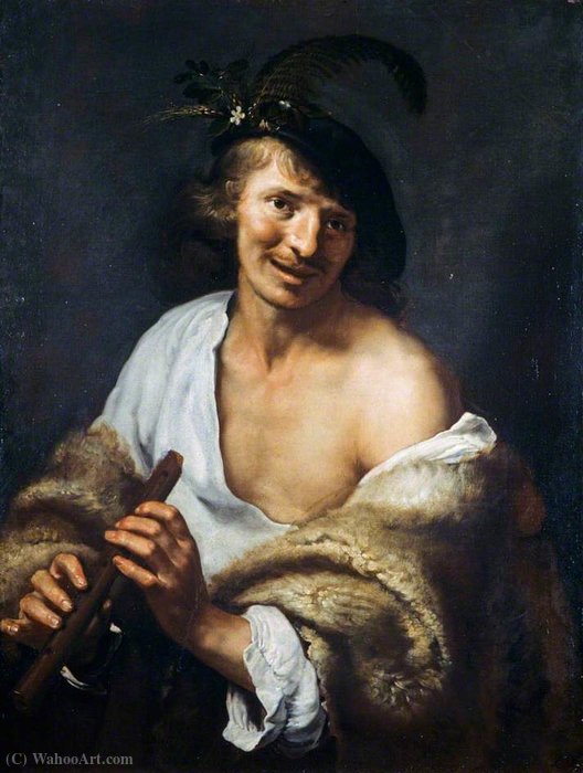 Wikioo.org - The Encyclopedia of Fine Arts - Painting, Artwork by Paulus Moreelse - A Shepherd with a Pipe
