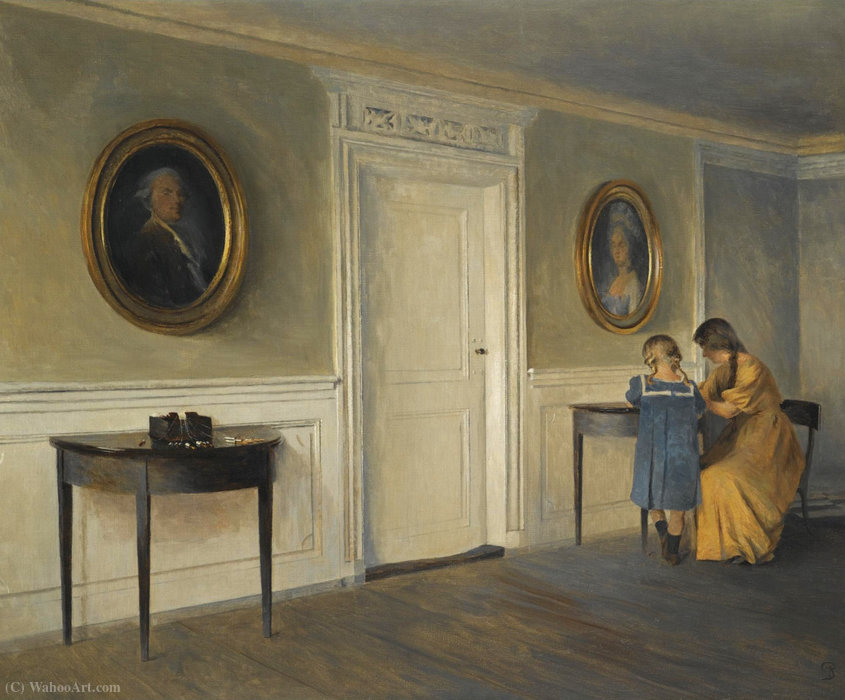 WikiOO.org - אנציקלופדיה לאמנויות יפות - ציור, יצירות אמנות Peder Vilhelm Ilsted - The Artist’s Daughters at Liselund