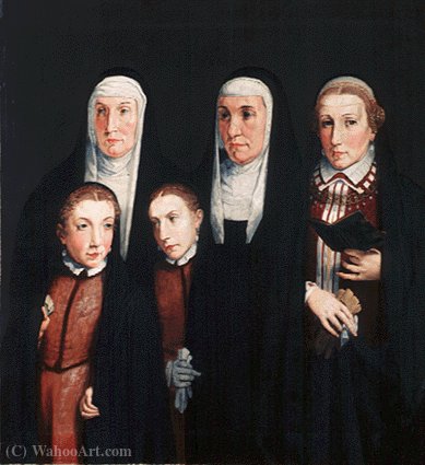 Wikioo.org - The Encyclopedia of Fine Arts - Painting, Artwork by Pedro De Campaña - Pictures of Dona Leonor and Dona Mencia de Cabrera and his daughters
