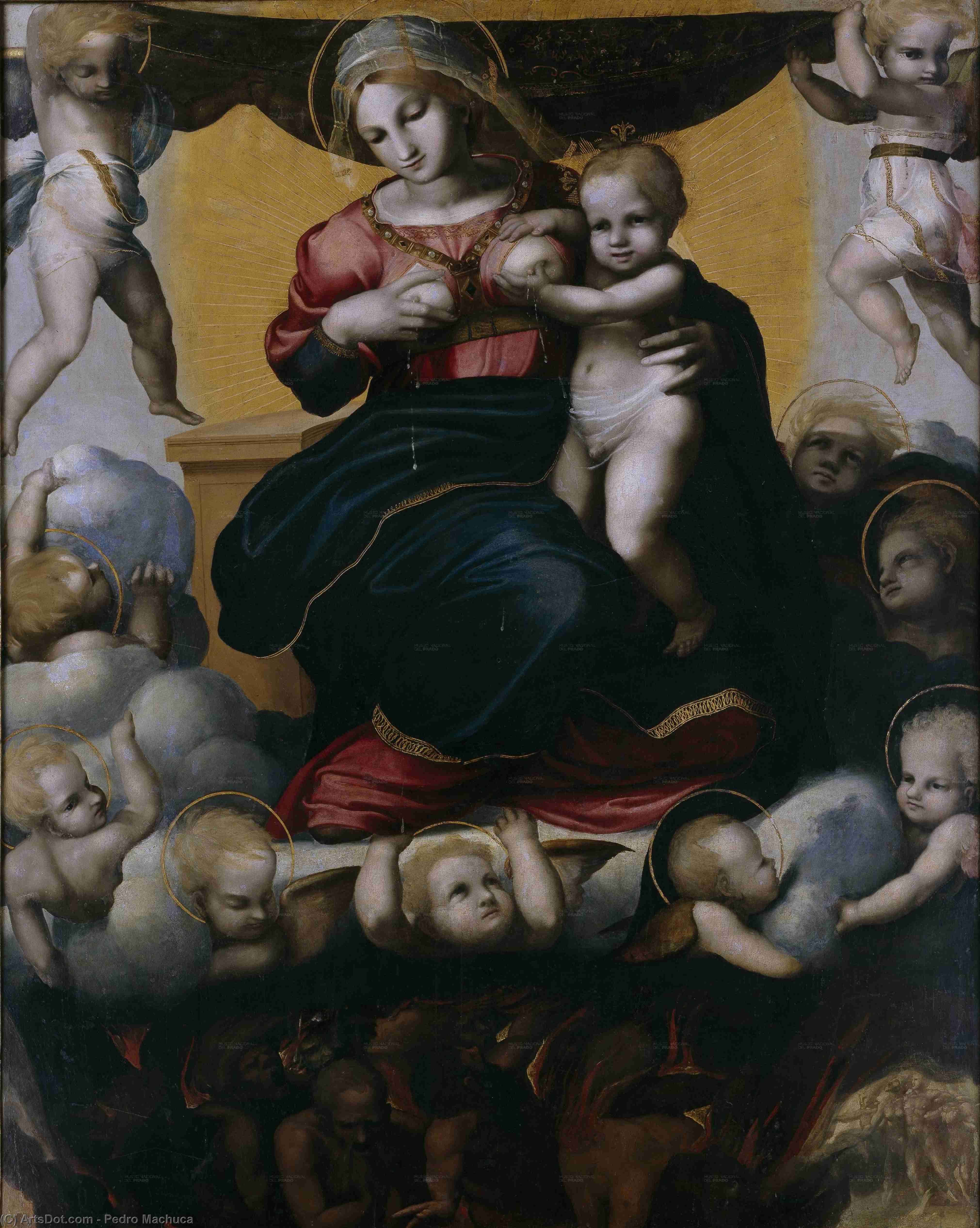 Wikioo.org - The Encyclopedia of Fine Arts - Painting, Artwork by Pedro Machuca - The Virgin and the Souls of Purgatory