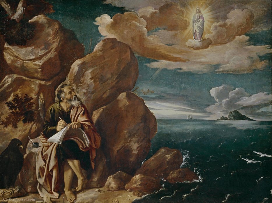 WikiOO.org - Enciclopédia das Belas Artes - Pintura, Arte por Pedro Orrente - St. John the Evangelist on Patmos