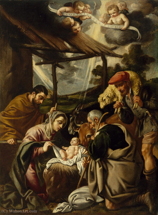 WikiOO.org - Enciclopédia das Belas Artes - Pintura, Arte por Pedro Orrente - The Adoration of the Shepherds