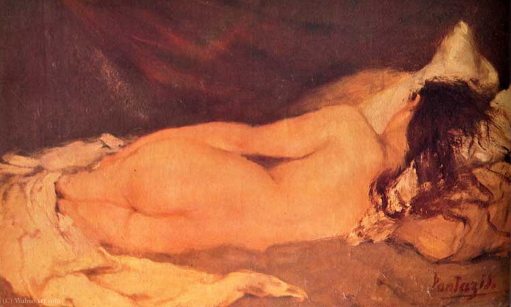 Wikoo.org - موسوعة الفنون الجميلة - اللوحة، العمل الفني Pericles Pantazis - Reclining nude