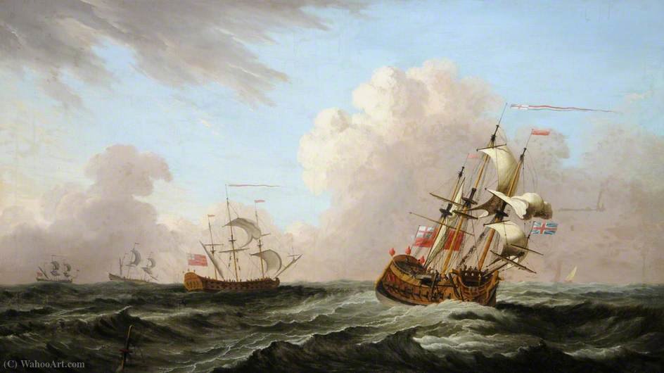 WikiOO.org - دایره المعارف هنرهای زیبا - نقاشی، آثار هنری Peter Monamy - A Squadron at Sea