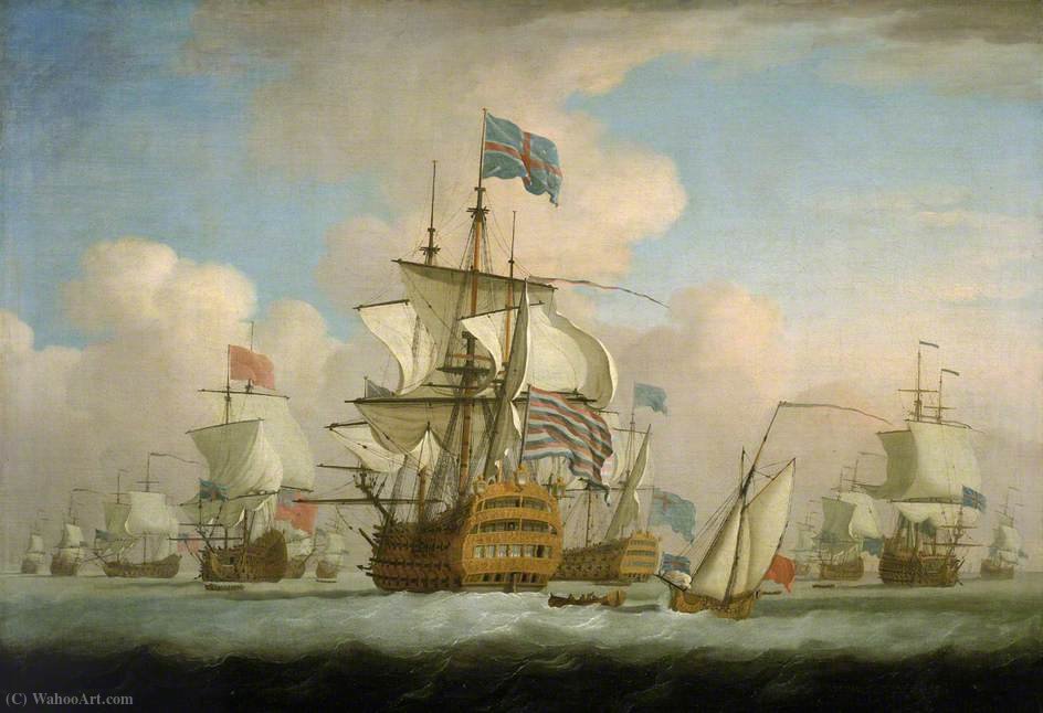 WikiOO.org - Енциклопедия за изящни изкуства - Живопис, Произведения на изкуството Peter Monamy - An English Fleet Coming to Anchor