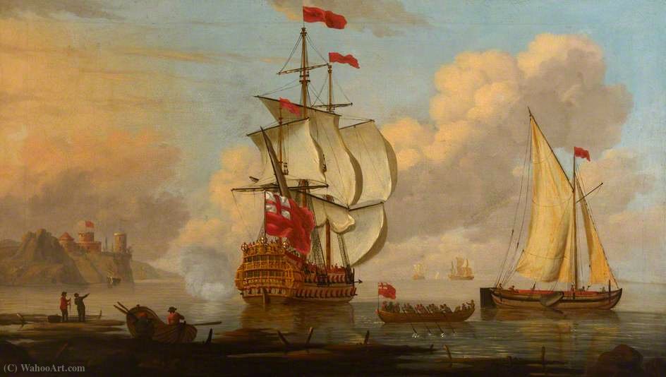WikiOO.org - Enciklopedija dailės - Tapyba, meno kuriniai Peter Monamy - Ship at Anchor