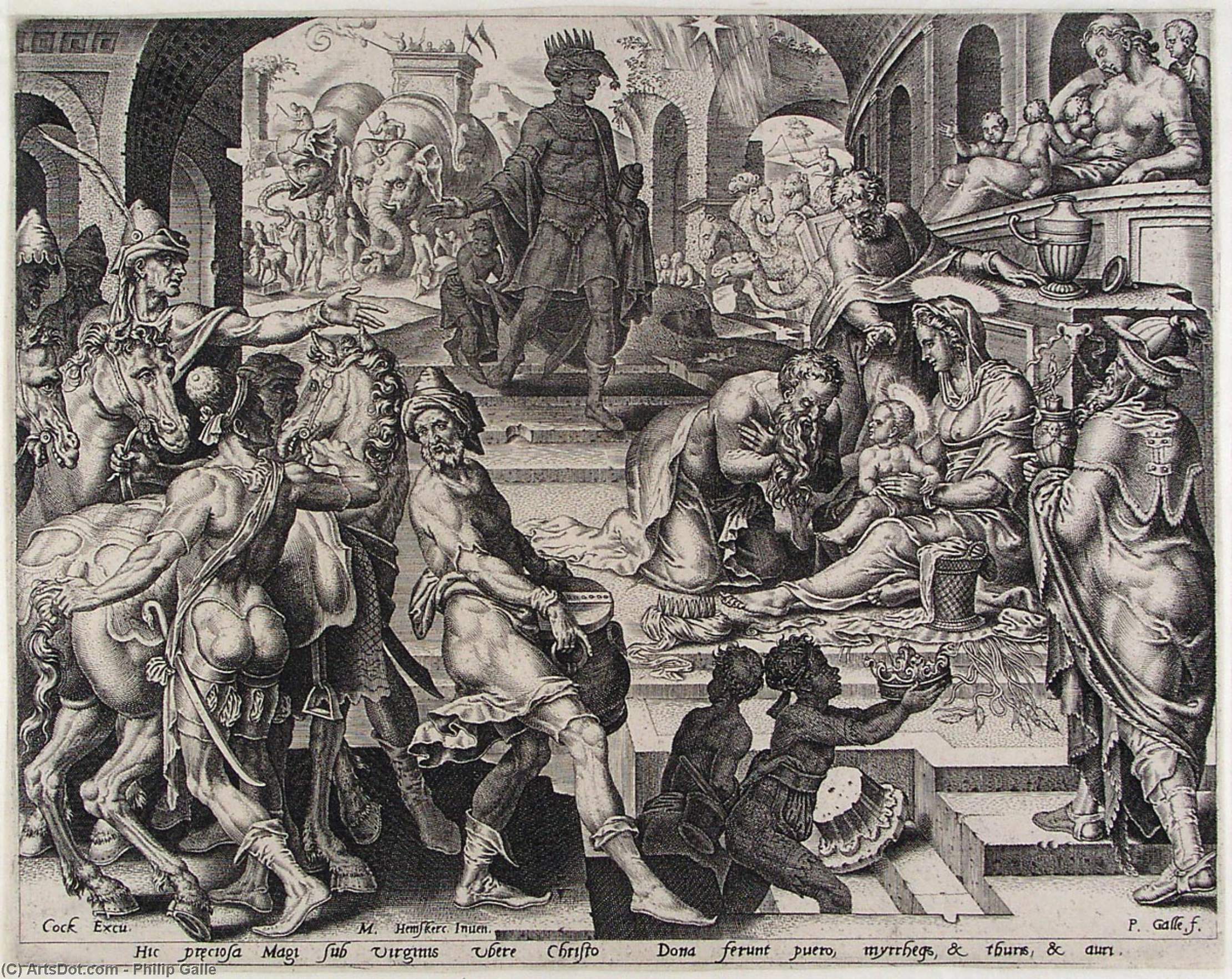 WikiOO.org - 백과 사전 - 회화, 삽화 Philip Galle - The Adoration of the Magi.